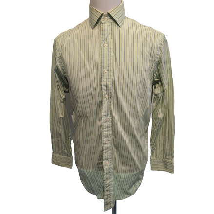 Chemise Polo Ralph Lauren Regent M L Verte Bleue Rayures Classic Fit Shirt