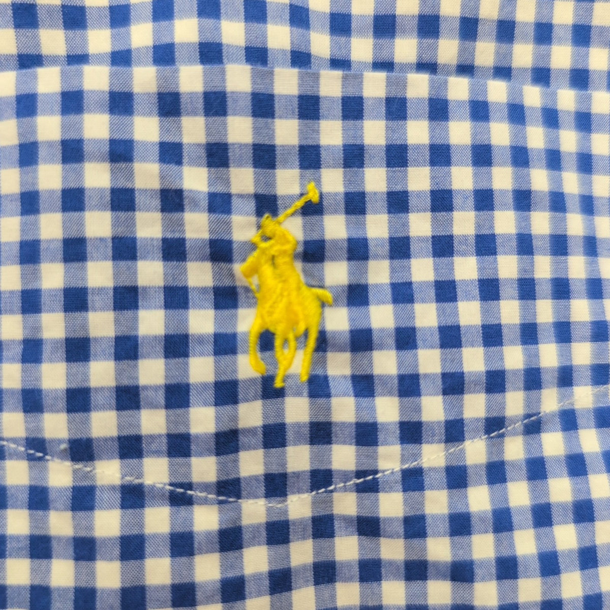 Chemise Ralph Lauren 4XLT Bleu Carreaux Coton Stretch Logo Jaune Grande Taille