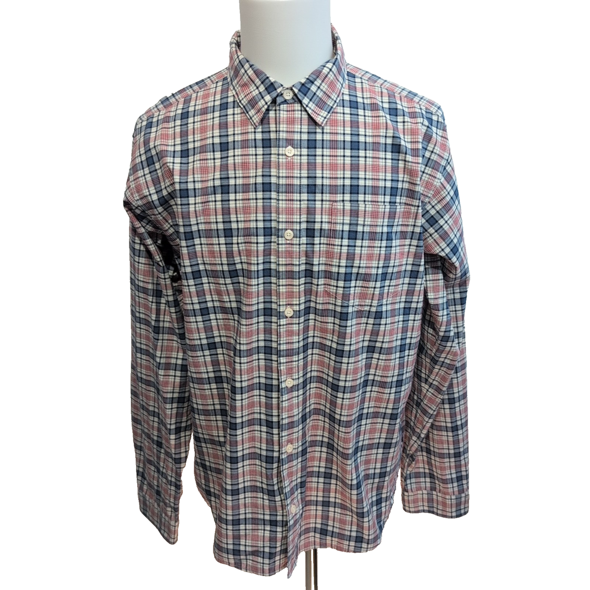 Chemise Patagonia L carreaux bleu rouge blanc coton organique manches longues