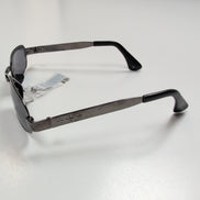 Lunettes de soleil Y2K Carrées Métal Chromé Gris Foncé Branches Larges