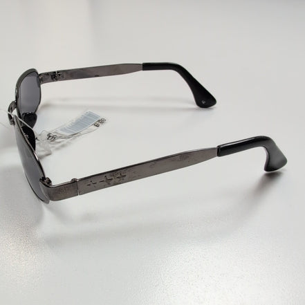 Lunettes de soleil Y2K Carrées Métal Chromé Gris Foncé Branches Larges