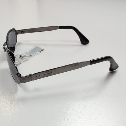 Lunettes de soleil Y2K Carrées Métal Chromé Gris Foncé Branches Larges