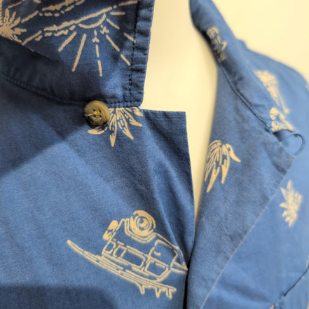 Chemise Hawaïenne Pendleton L Bleu Palmiers Voitures Coquillages Coton
