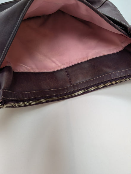 Sac Coach cuir bordeaux rouge vin bandoulière 36 cm très bon état