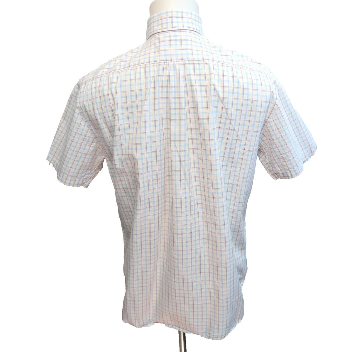 Chemise YVES SAINT LAURENT 100% Coton M Carreaux Logo Brodé Manches courtes
