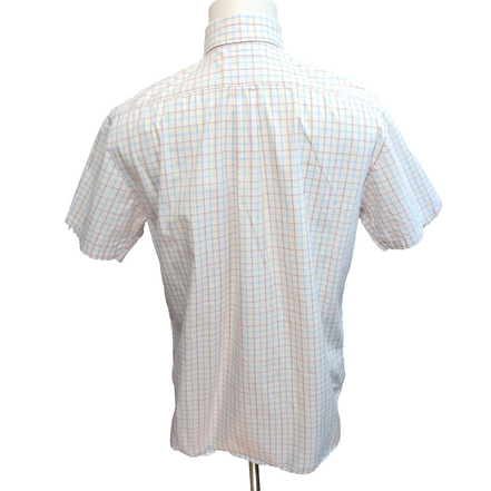 Chemise YVES SAINT LAURENT 100% Coton M Carreaux Logo Brodé Manches courtes