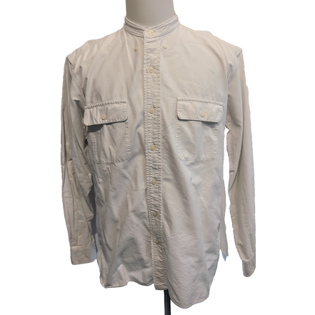 Chemise Polo Ralph Lauren L Col Officier Blanc Poches Rabat Sans Logo Modifiée