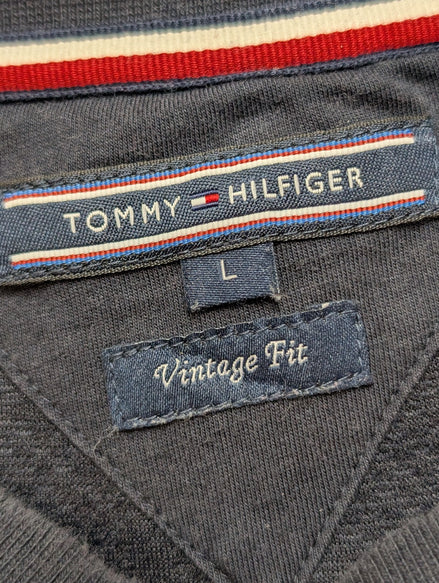 Pull Tommy Hilfiger Vintage Rare Motif Gaufré Bleu Marine Oversize - Taille L