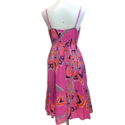 Robe d'été Femme M Rose Motif Psychédélique Fine Bretelle Coton