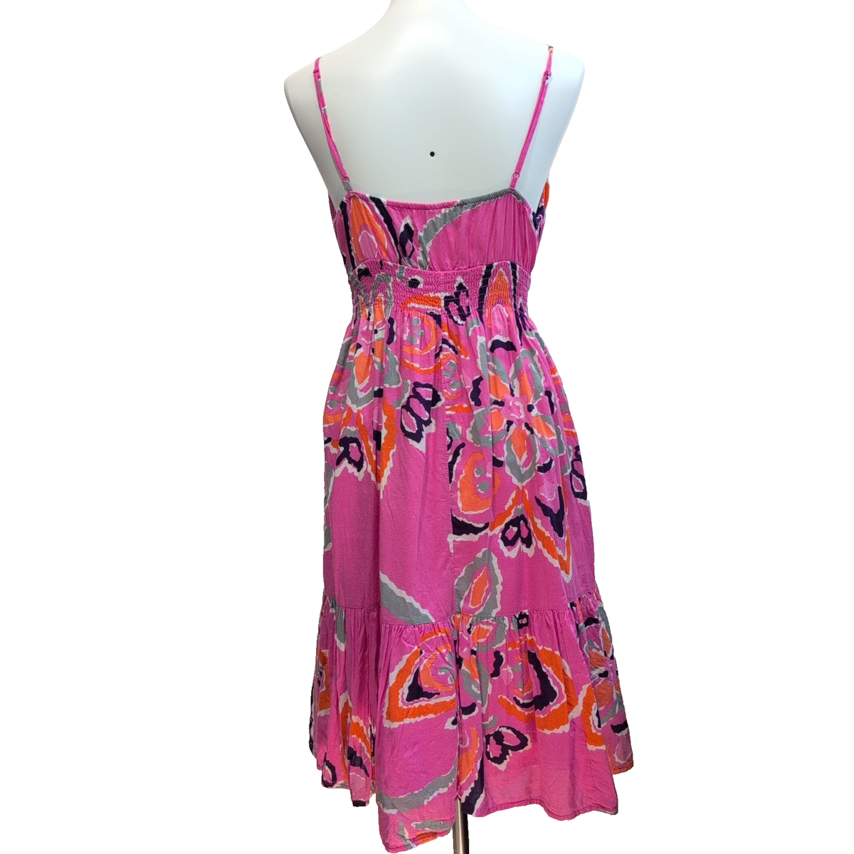 Robe d'été Femme M Rose Motif Psychédélique Fine Bretelle Coton
