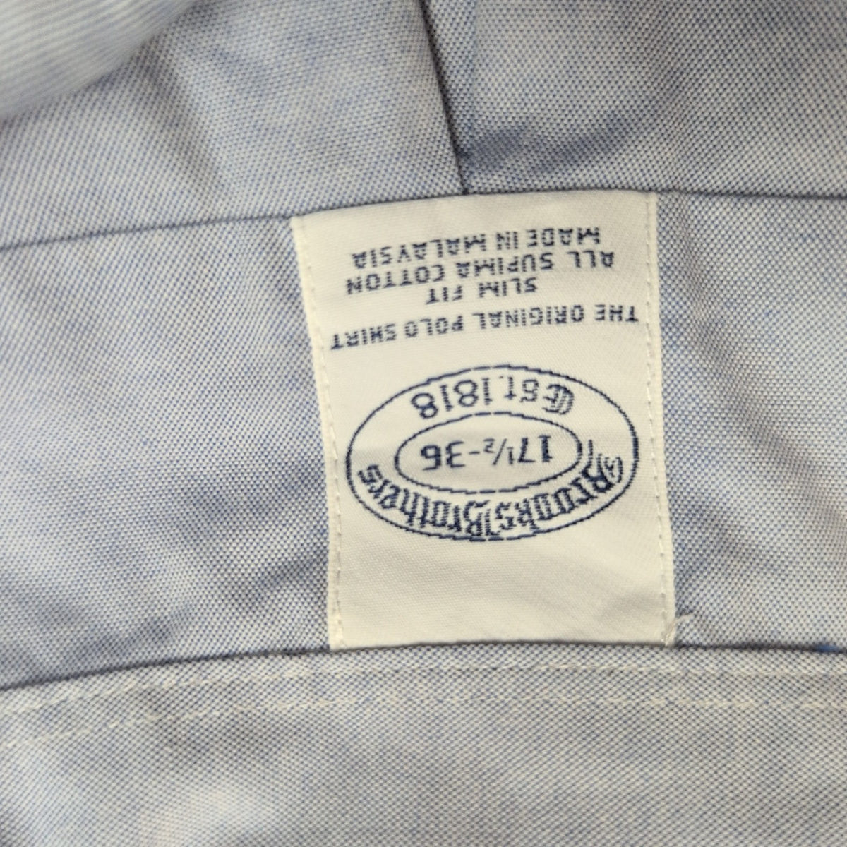 Chemise Brooks Brothers Supima Coton XL XXL Slim Fit Bleu Clair Une Poche