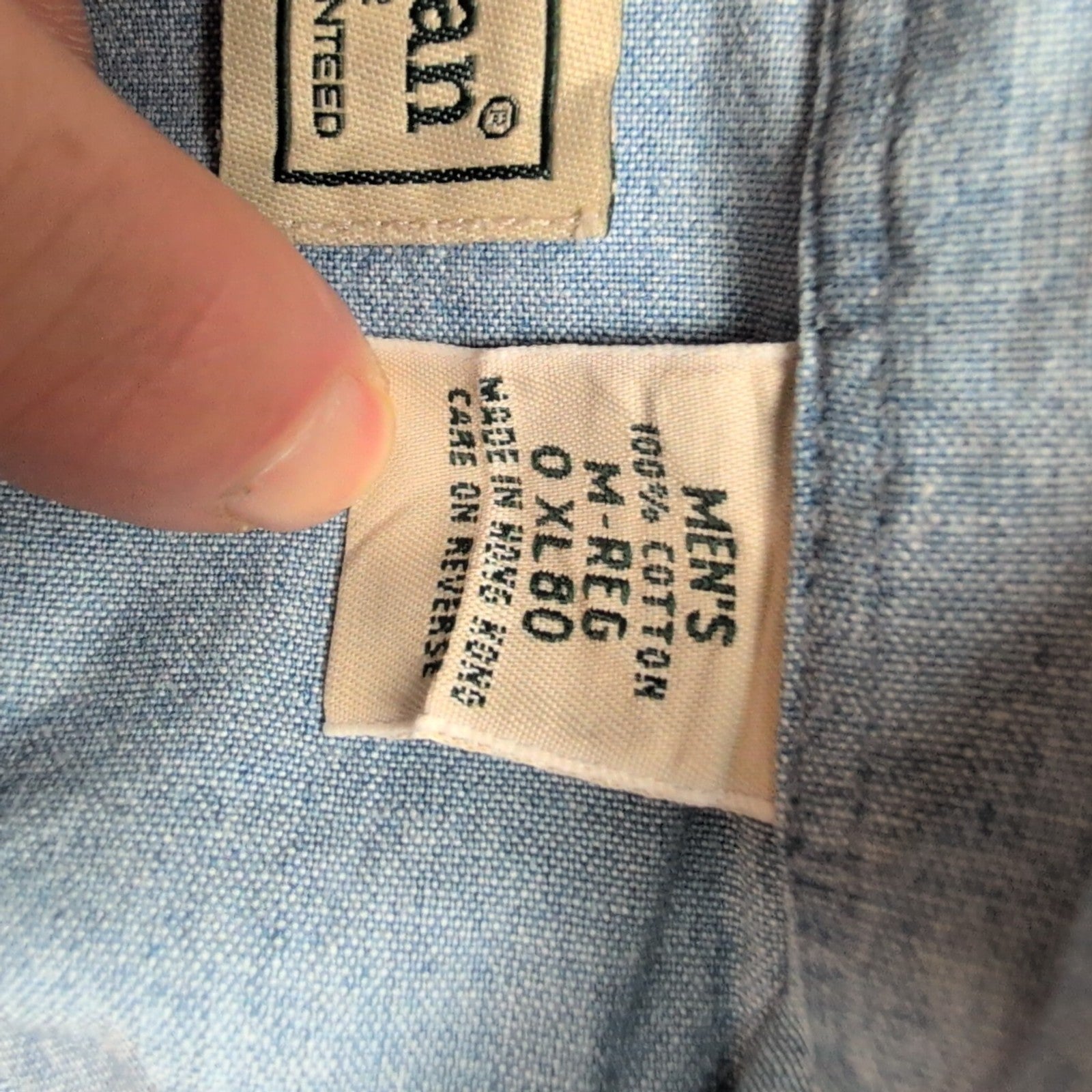 Chemise L.L. Bean bleue effet jean manches courtes taille M 1 poche