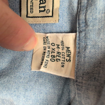 Chemise L.L. Bean bleue effet jean manches courtes taille M 1 poche