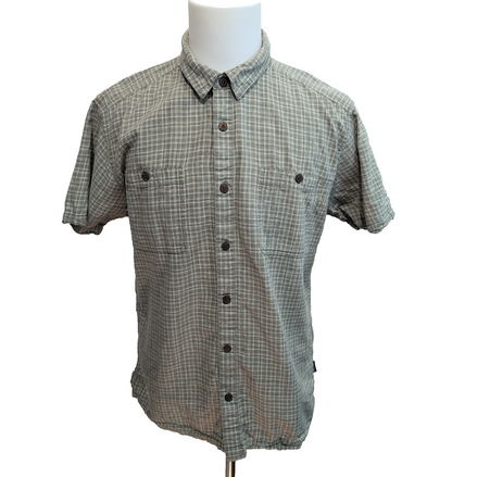 Chemise Patagonia L Kaki Carreaux Chanvre Coton Bio Manches Courtes