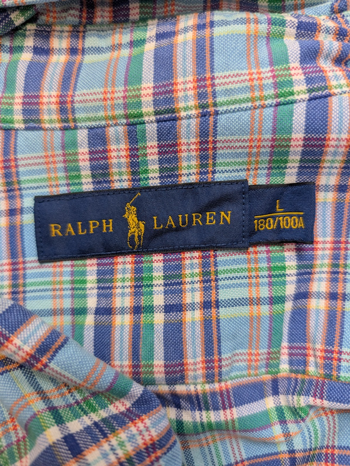Chemise Polo Ralph Lauren Shirt L Bleu Carreaux Oxford Button Down Coton