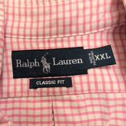 Chemise Ralph Lauren XXL Rose Carreaux Oxford Coton Logo Marron Manches Courtes