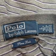 Polo manches courtes Polo Ralph Lauren L gris rayures Pima Lisle logo bas