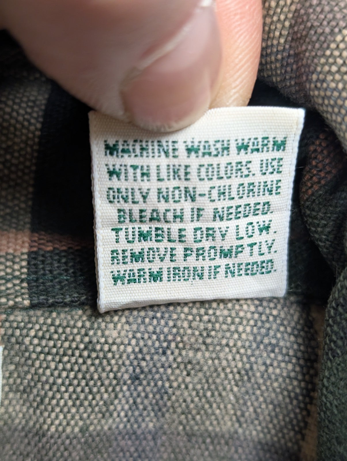 L.L. Bean Chamois Flanelle Coudes Réparés Vert Marron L USURE VINTAGE | 325S