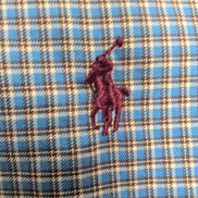 Chemise Ralph Lauren L Carreaux Bleu Marron Logo Bordeaux Boutons marbrés