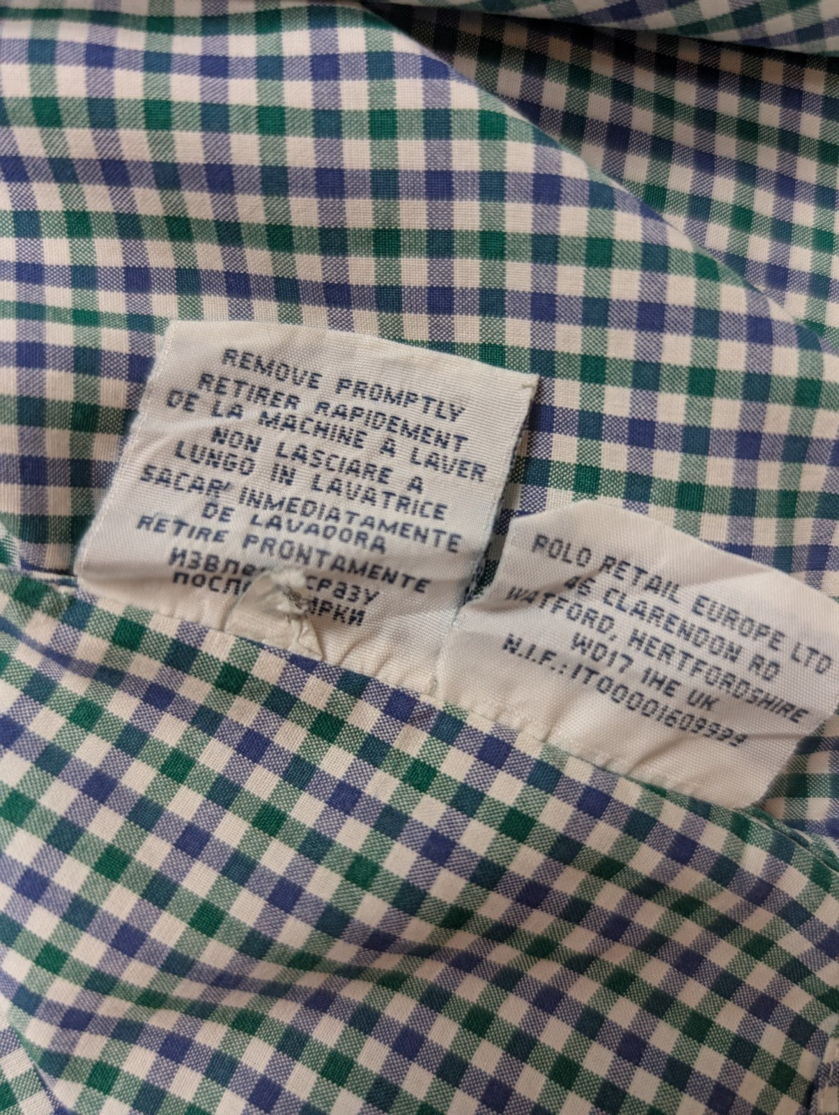 Chemise Polo Ralph Lauren Shirt L Custom Fit Carreaux Vert Bleu Button Down Logo