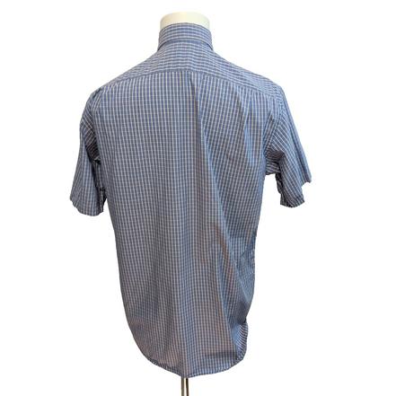 Chemise Lacoste Vintage Manches Courtes 40 M Bleu Blanc Carreaux