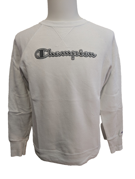 Sweat Champion Vintage Blanc Logo Brodé Sportswear Retro Streetwear Taille M