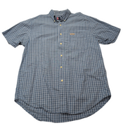 Chemise CHAPS Ralph Lauren bleue à carreaux manches courtes taille M #13e