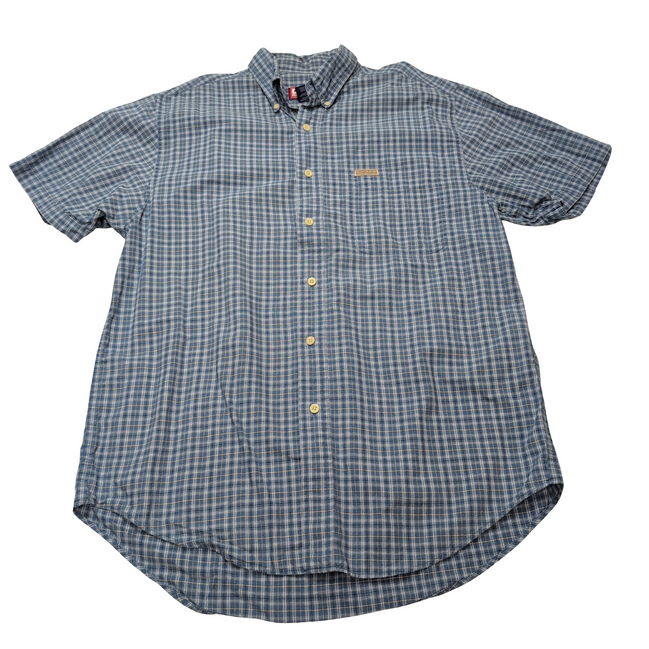 Chemise CHAPS Ralph Lauren bleue à carreaux manches courtes taille M #13e
