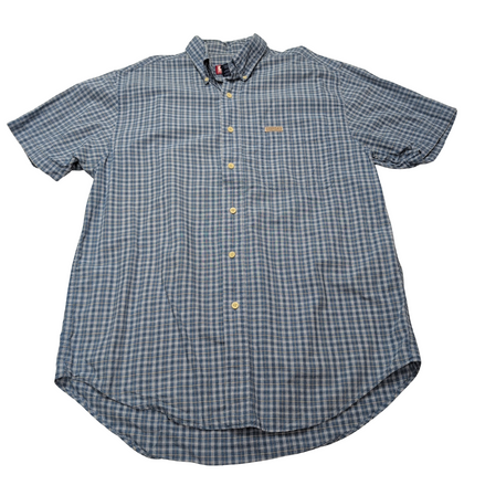 Chemise CHAPS Ralph Lauren bleue à carreaux manches courtes taille M #13e