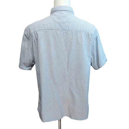 Chemise Nautica Jeans Co XL Bleu Rayures Manches courtes Poche Logo Brodé