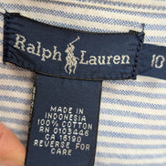 Chemise Ralph Lauren Femme Taille 10 Bleu Rayures Manches Longues Coton XXS XS