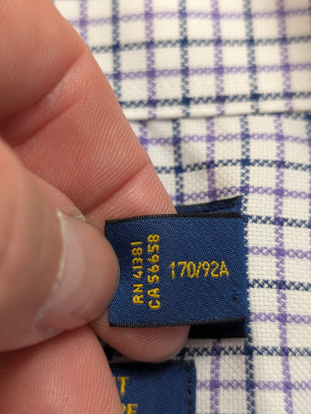 Chemise Ralph Lauren violet petits carreaux logo marine taille M / L #2558