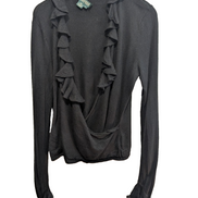 Pull femme LAUREN Ralph Lauren noir cachemire soie col à volants T. L élégant