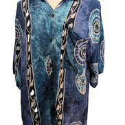 Chemise Hawaïenne Bleue Turquoise Motif Tribal - Taille XL (Longue)
