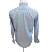 Chemise Lacoste bleue à carreaux minimaliste boutons gravés crocodile S