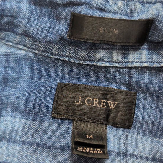 Chemise J.Crew Taille M Slim Bleu à Carreaux 100% Lin Baird McNutt