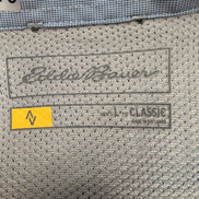 Chemise Eddie Bauer L Bleu Micro Carreaux Poche Homme Boutons Gravés longues mch
