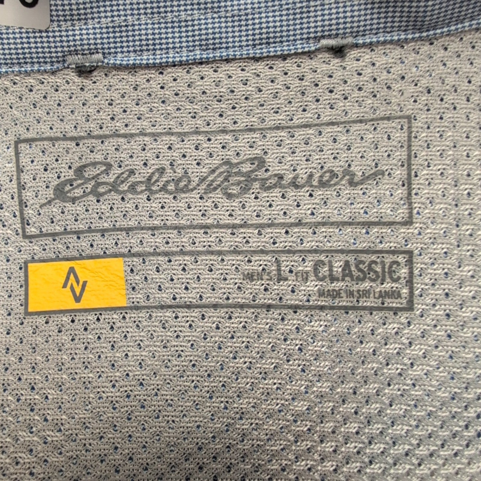 Chemise Eddie Bauer L Bleu Micro Carreaux Poche Homme Boutons Gravés longues mch