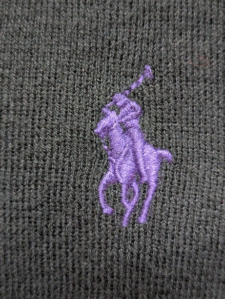 Pull Polo Ralph Lauren Noir Logo Violet - 100% Coton Pima - Taille L - NEUF