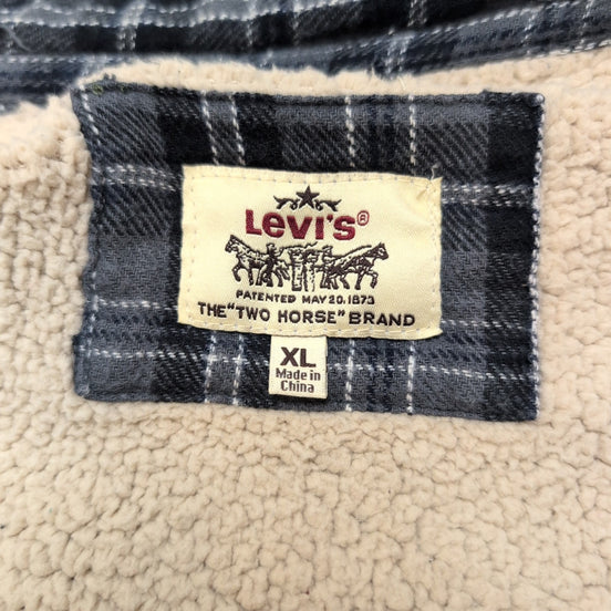 Surchemise Levi's Vintage Flanelle Carreaux Gris / Noir Doublée Sherpa Taille XL