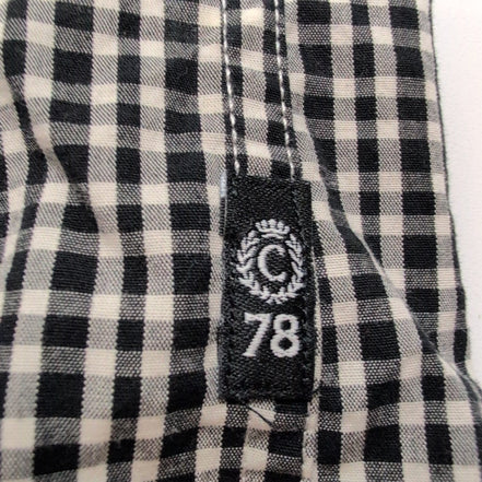 Chemise Chaps M noir blanc petits carreaux 100% coton manches longues