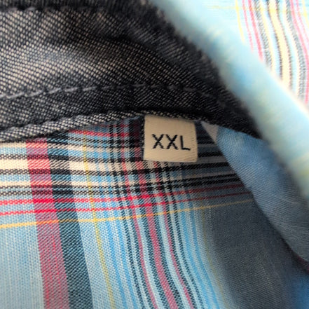 Chemise Tom Taylor carreaux bleu rouge poche manches courtes XXL