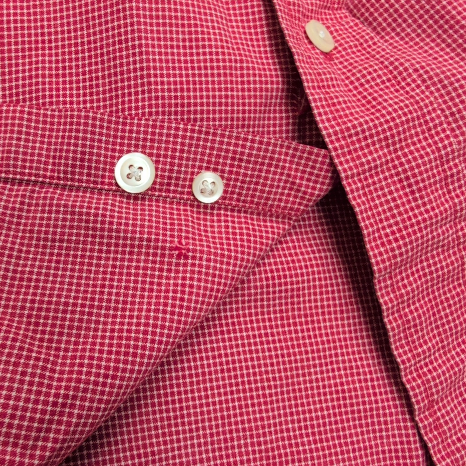 Chemise Nautica L Rouge Micro Carreaux 100% Coton Logo Manches Courtes