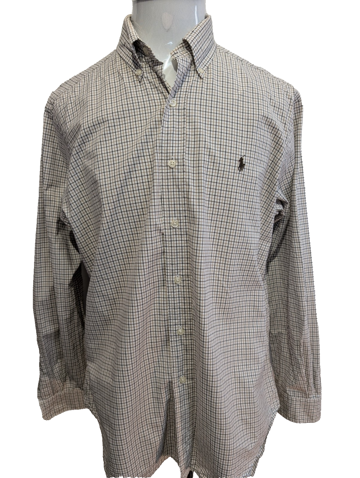 Chemise Polo Ralph Lauren Shirt L Carreaux Marron Beige Noir Button Down