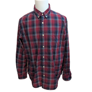 Chemise Chaps XL Bleu Marine Rouge Carreaux Custom Fit Logo Poche