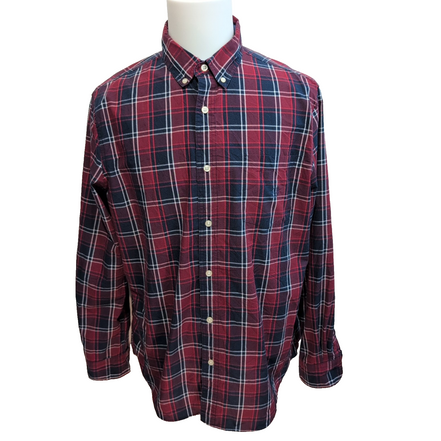 Chemise Chaps XL Bleu Marine Rouge Carreaux Custom Fit Logo Poche
