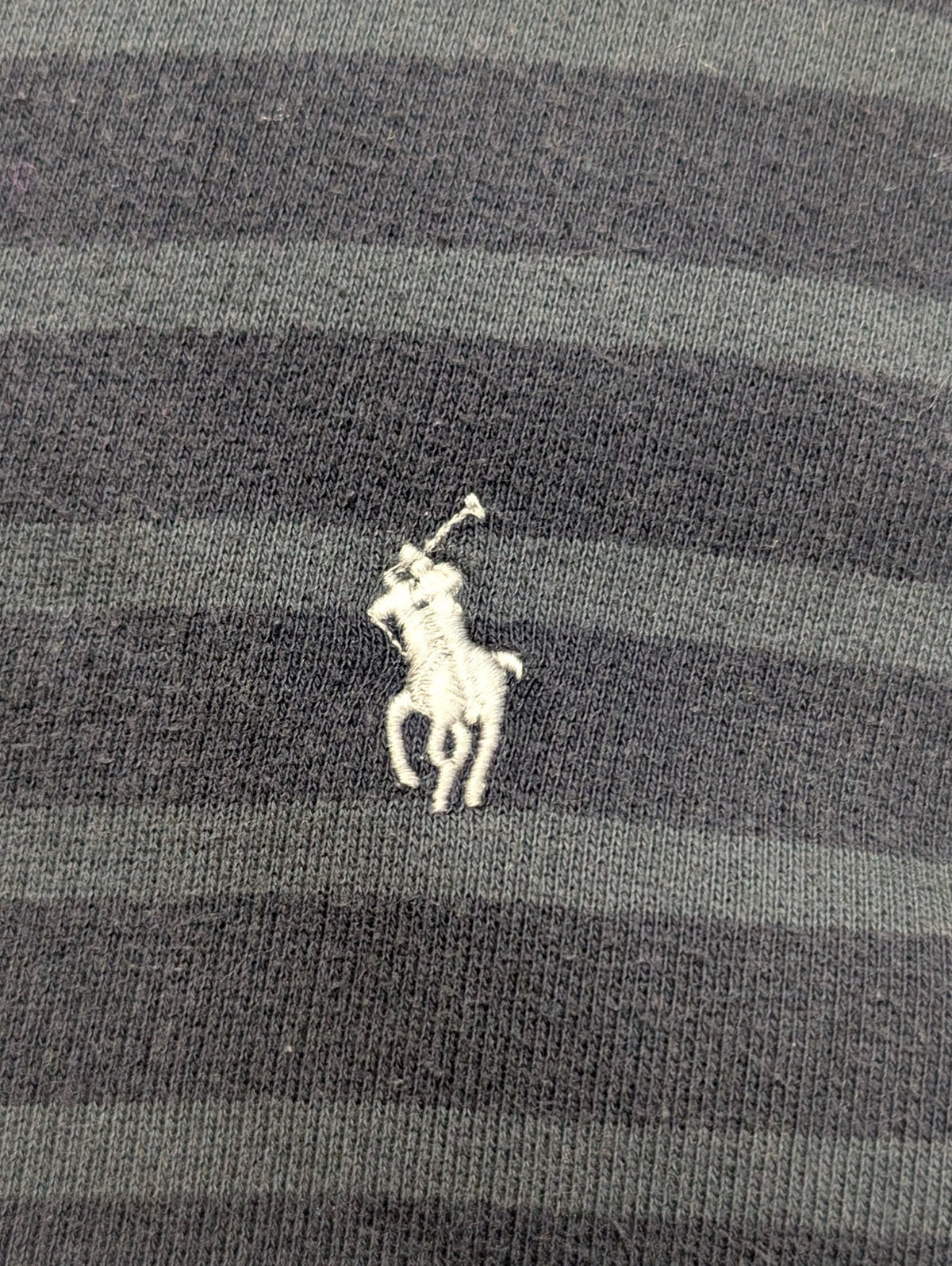 Sweat Polo Ralph Lauren M Bleu Marine Rayures Grises Logo Blanc Col Rond