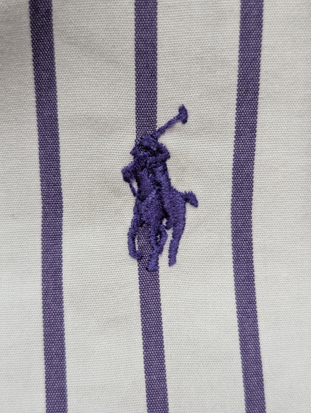 Polo Golf Ralph Lauren Chemise L Rayures Violettes Two-Ply Coton