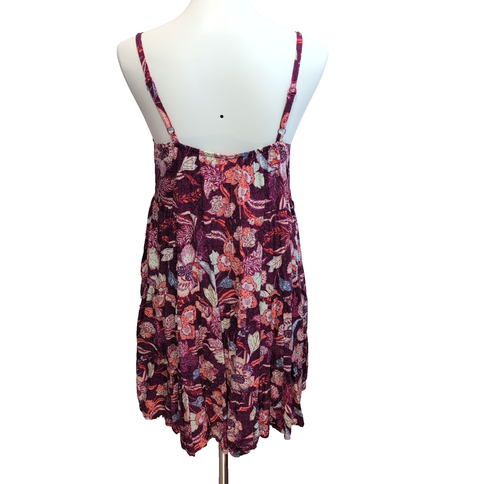 Robe d'été M Viscose Fleurie Violet Rose Fine Bretelle Poches Bohème