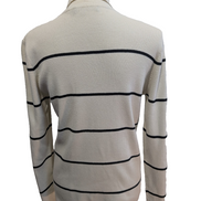 Pull Ralph Lauren (Lauren) Femme XL Col Roulé Rayé Blanc Cassé Noir Plaque Logo